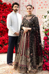 3Pc Suit – Embroidered Printed Raw Silk Unstitched with Net Panels Emara By Nureh