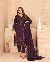 3-PC Unstitched Embroidered Grip Shawl Nisrine By Tawakkal Fabrics | D-4985