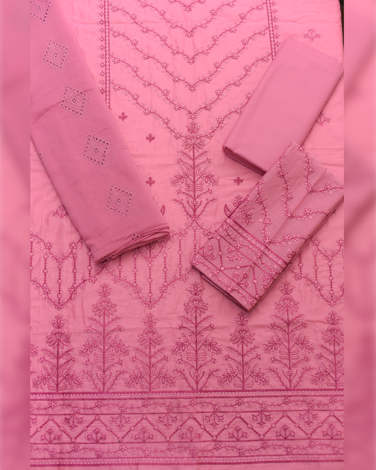3-PC Unstitched Lawn Embroidered Suit | EL-8