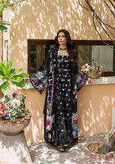 3-PC Unstitched Digital Printed Lawn By Elaf | MIDNIGHT BLOOM