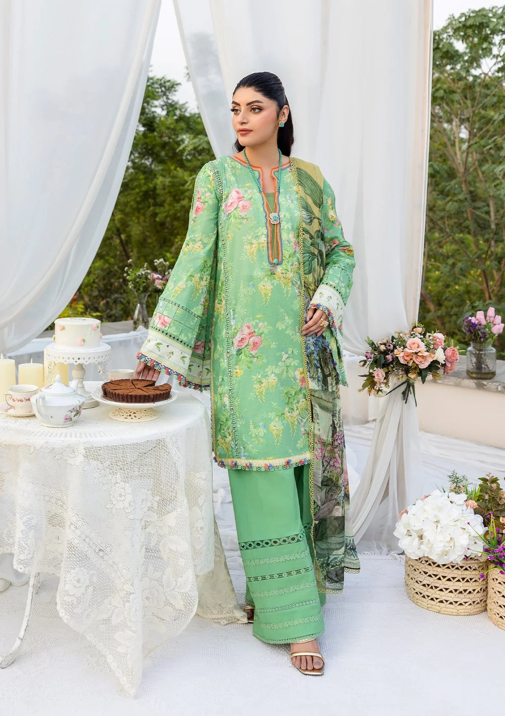 3-PC Unstitched Digital Printed Lawn By Elaf | PASTELLE
