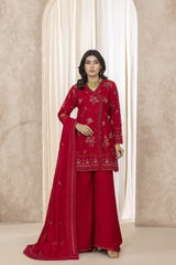 WP-603 | 3 PC Unstitched Suit Peach Embroidered Winter Collection Vol 1 Mah-E-Noor By Wania