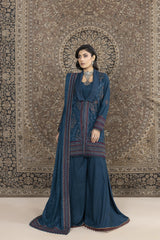 WP-599 | 3 PC Unstitched Suit Peach Embroidered Winter Collection Vol 1 Mah-E-Noor By Wania