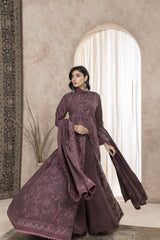 WP-598 | 3 PC Unstitched Suit Peach Embroidered Winter Collection Vol 1 Mah-E-Noor By Wania