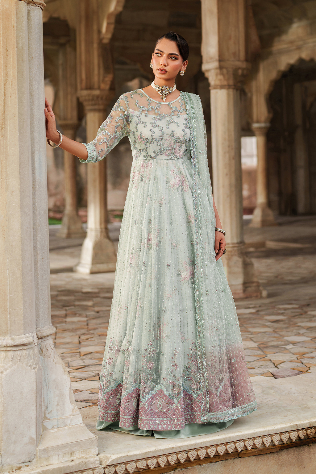3-PC Unstitched Printed Charmeuse Printed Formals By Iznik | UE-553
