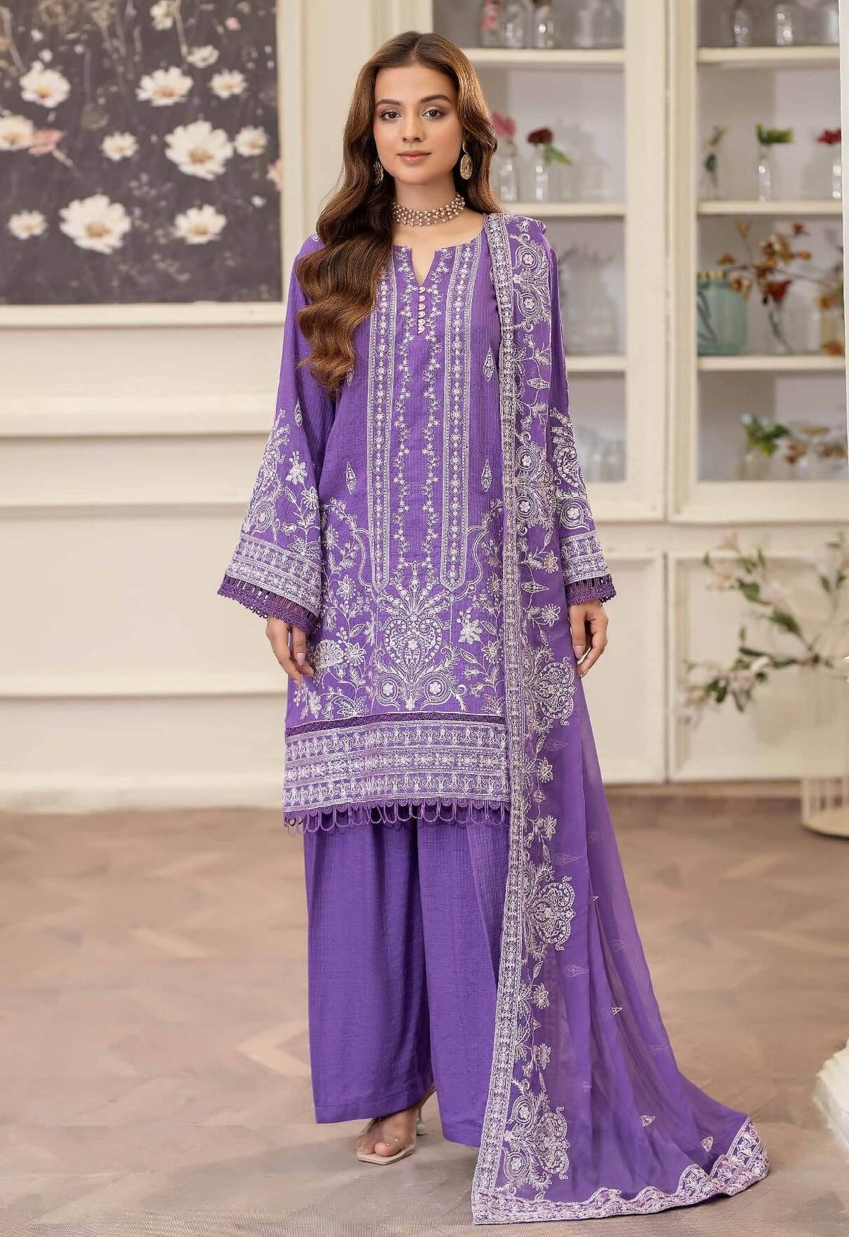 3-PC Unstitched Embroidered Rod Viscose Omid By Johra | JW-064