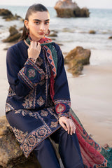 USE- 9169 | 3Pc Unstitched Suit Embroidered Lawn Summer Exclusive By Jazmin