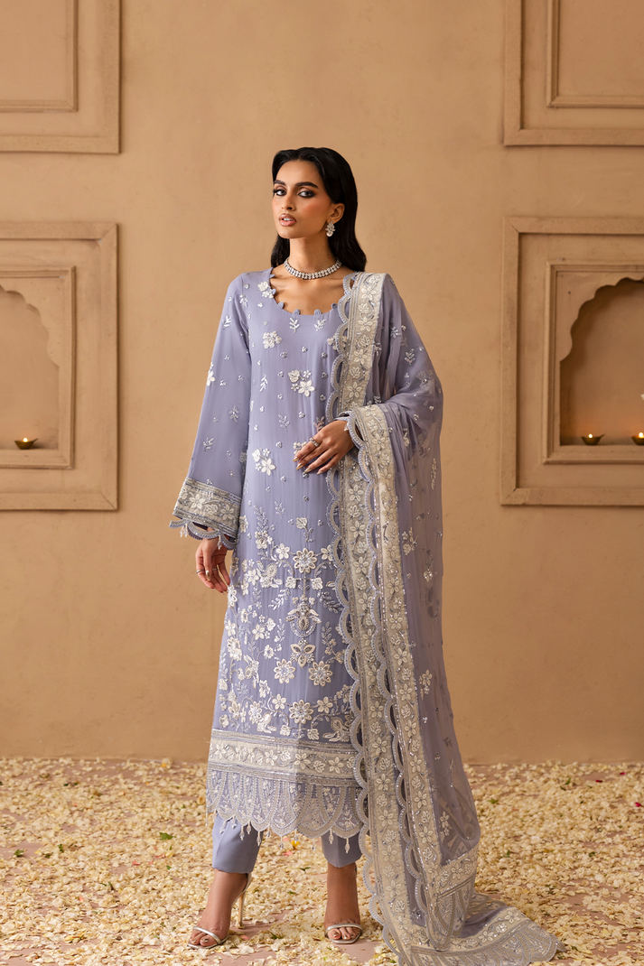 3-PC Unstitched Chiffon Embroidered Sheherzadi By Emaan Adeel | Saharsh