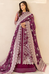 3-PC Unstitched Embroidered LU'ZELLA By Farasha | Merlot Dust