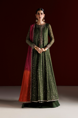 3Pc Embroidered Chiffon Unstitched Frock Suit By Iznik