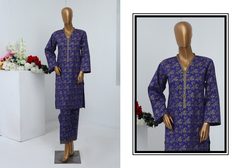 08 - 2PC Stitched basic lawn Gold print By Bin Saeed