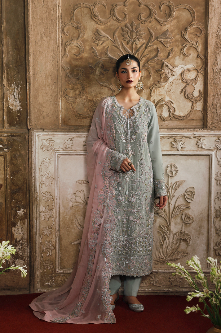 3-PC Unstitched Chffon Embroidered Romansiyyah By Emaan Adeel | MAHPARI
