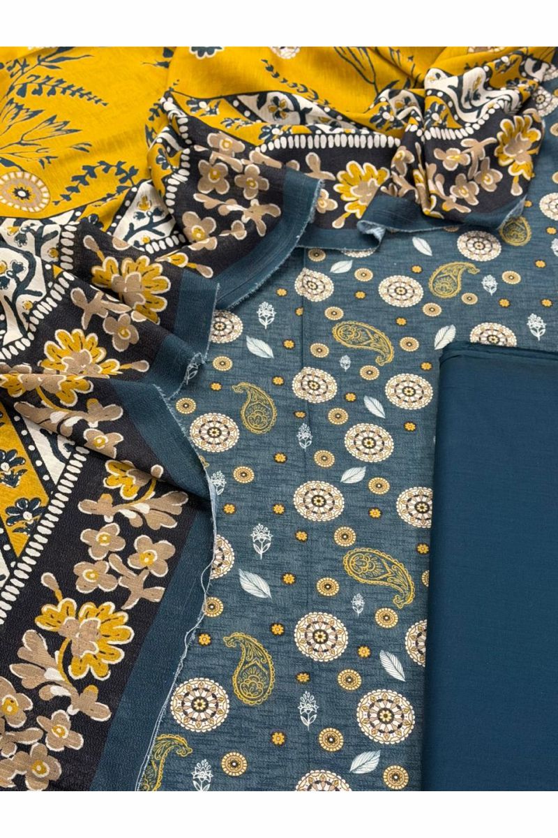 3-PC Unstitched Printed Lawn Karandi Collection