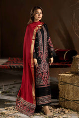 JH-652 | 3 Pc Unstitched Suit Embroidered Peach Leather Amalia By Johra