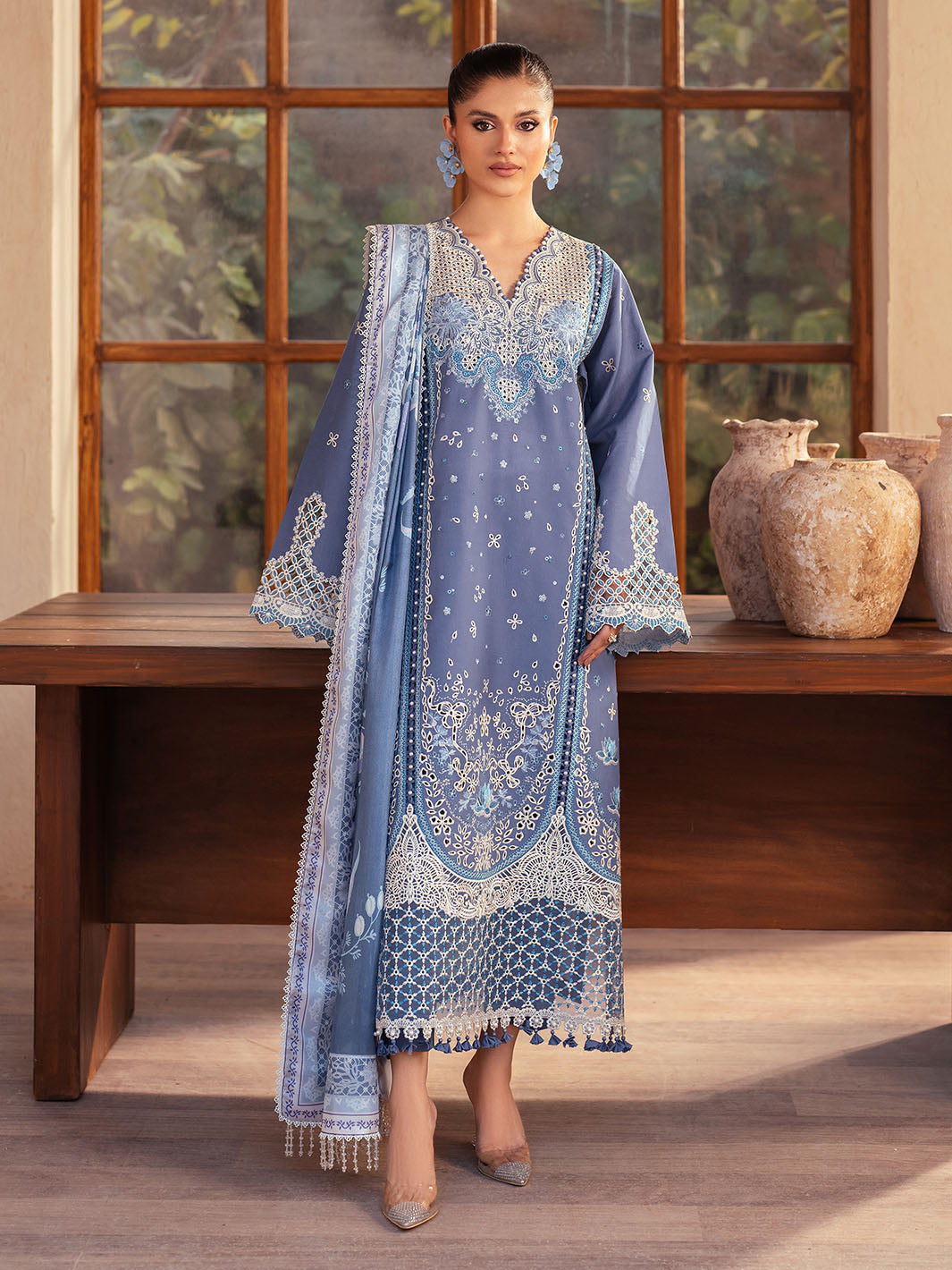 91-A | 3Pc Unstitched Suit Luxury Lawn Mehroze By Binilyas