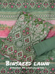 3-PC Unstitched Embroidered Lawn By Bin Saeed | BS-5