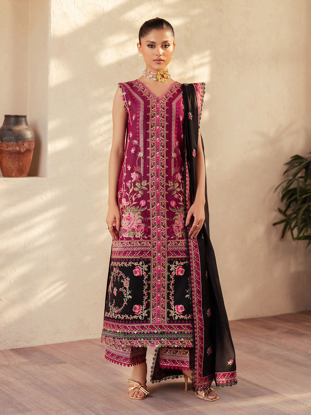 95 - A | 3Pc Unstitched Suit Luxury Lawn Mehroze By Binilyas