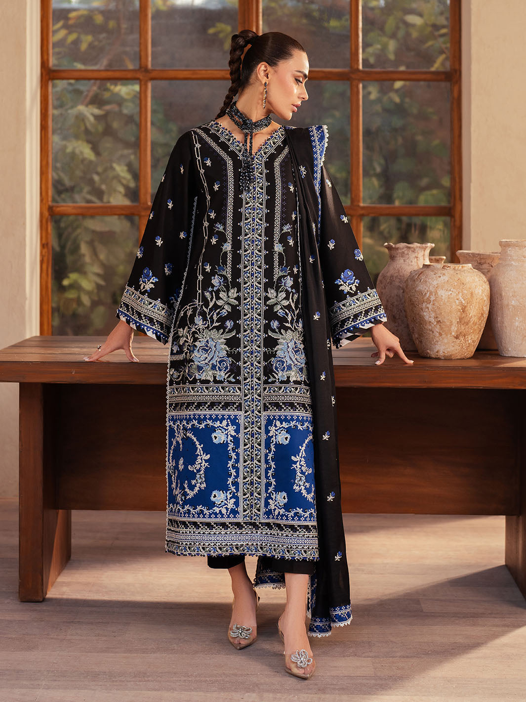 95 - B | 3Pc Unstitched Suit Luxury Lawn Mehroze By Binilyas