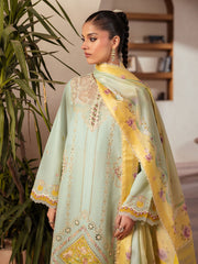 96 - B | 3Pc Unstitched Suit Luxury Lawn Mehroze By Binilyas