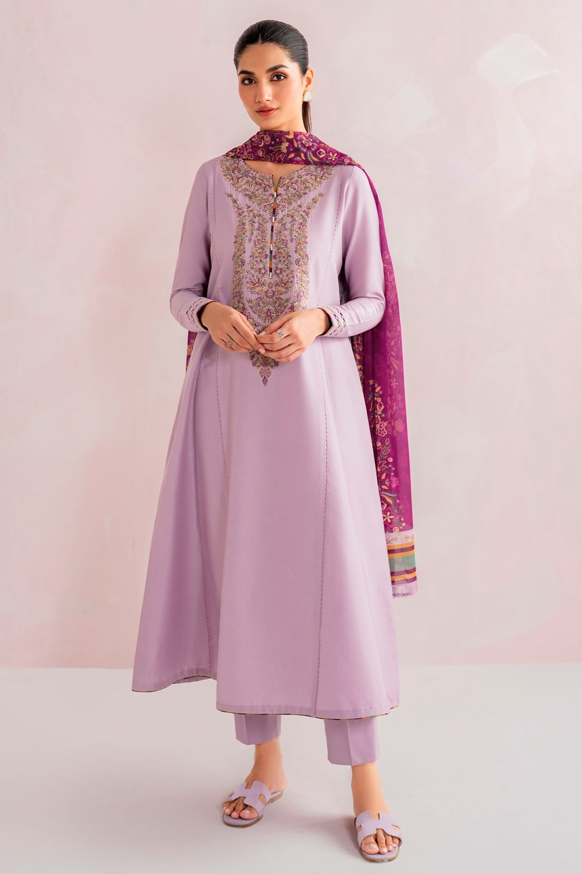 3-PC Unstitched Embroidered Dobby Lawn By Jazmin | 9089