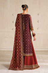 3-PC Unstiched Embroidered Net By Baroque | CH14-07