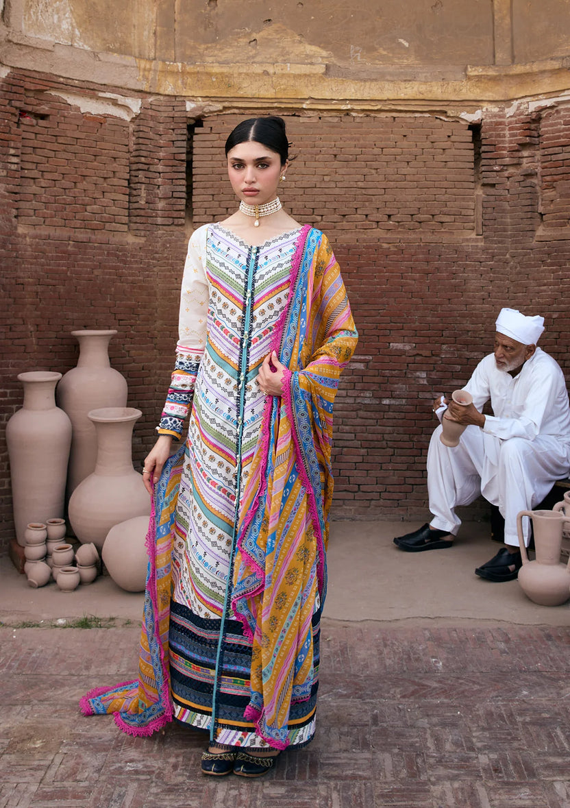 3-PC Unstitched Digital Printed Lawn Aangan By Kahf | YASMEEN