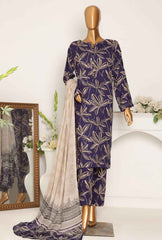 LWP-1068 | 3Pc Unstitched Suit Digital Printed Linen Wintry By Hz Textiles