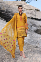 3-Pc Charizma Print Melody Printed Lawn With Embroidered Chiffon Dupatta PM4-12