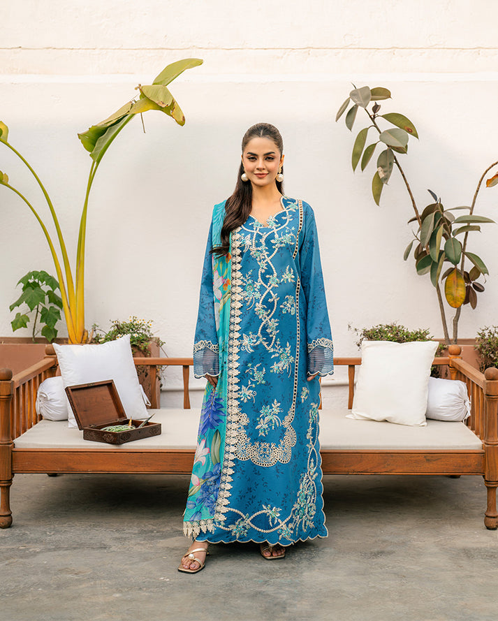 3-PC Unstitched Embroidered Lawn Aashiyana By Roheenaz | RNZ-04B