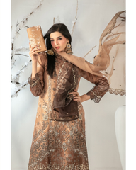 3-PC Semi-Stitched Embroidered Organza Ishq By Tawakkal Fabrics | D-5133