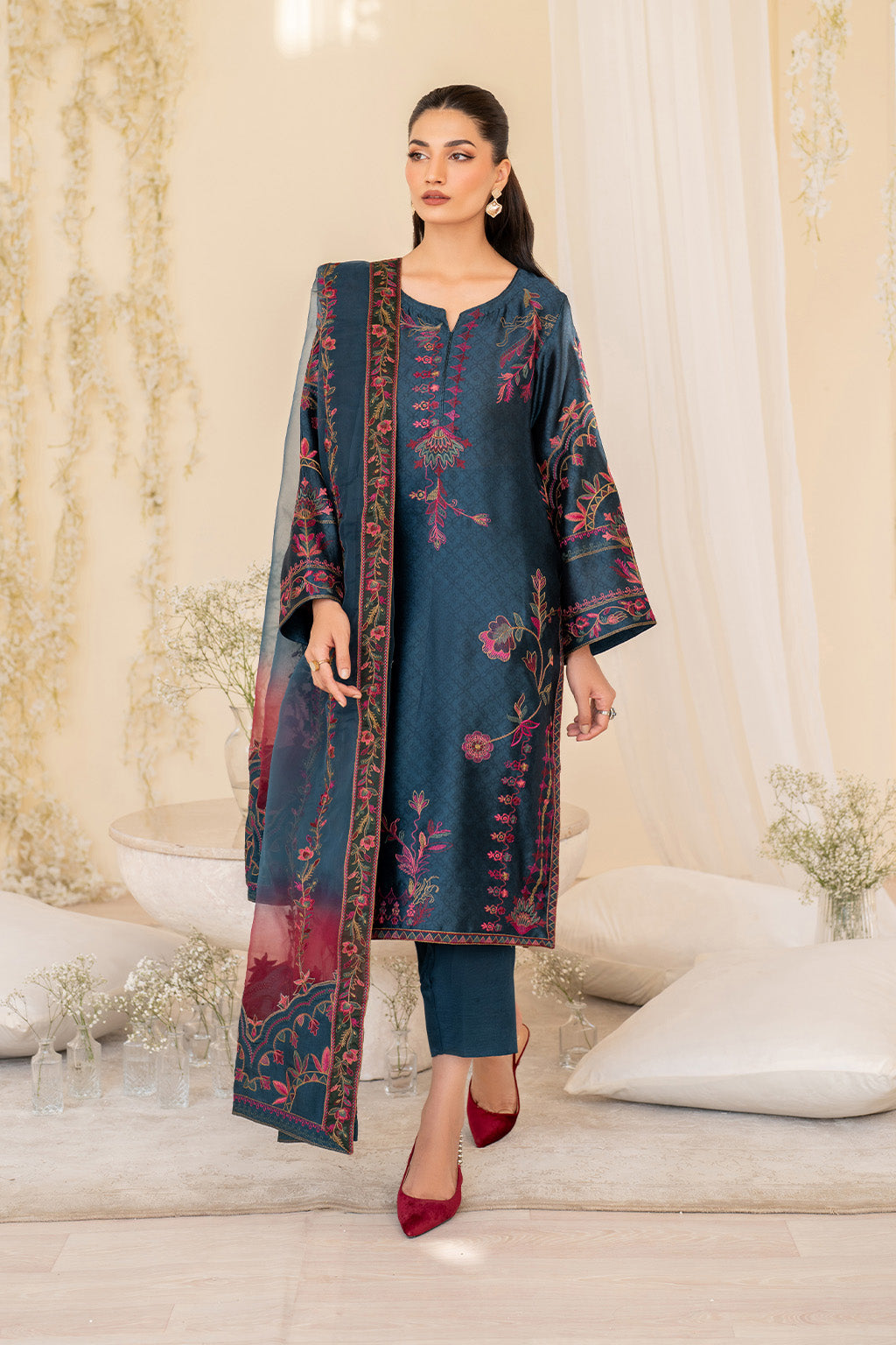 3-PC Unstitched Embroidered Jacquard Exclusive Formals by Iznik | UE-379