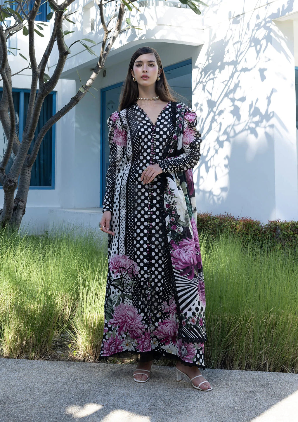 3-PC Unstitched Digital Printed Lawn Santorini By Elaf Premium | EPN-1B