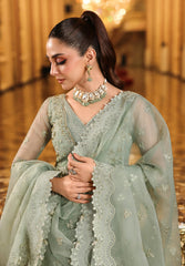 3-PC Unstitched Embroidered Organza Stardum Foirmals By Elaf Premium | ESH-03 LIME LIGHT