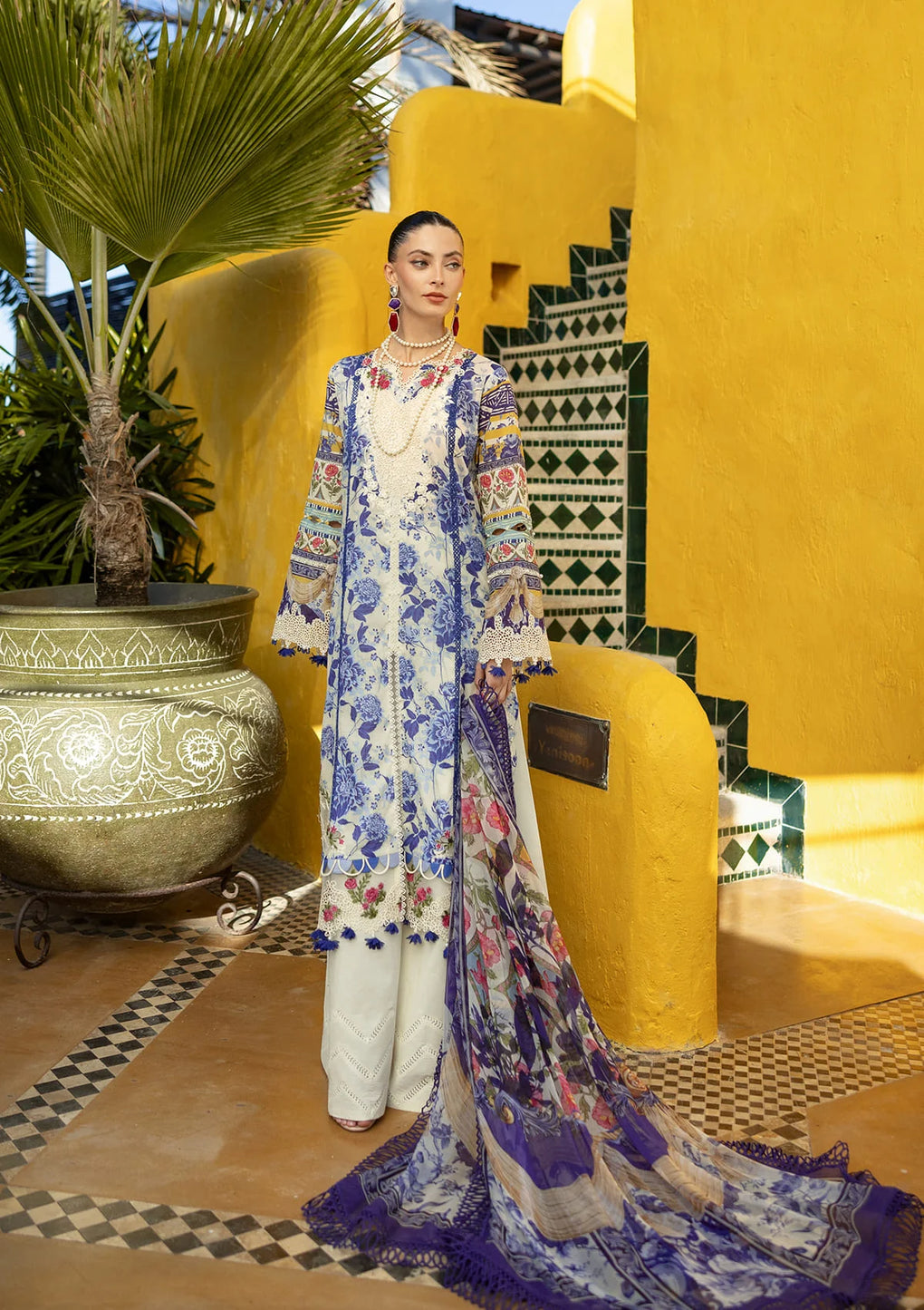 ETS-05B SERENE | 3PC Unstitched Suit Embroidered Lawn Signature By Elaf Premium