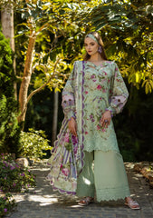 ELK-03A FLOREALE | 3Pc Unstitched Suit Lawn Collection Prints Chikankari By Elaf Premium