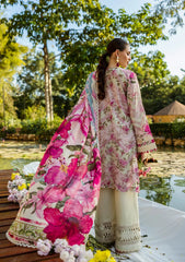 ELK-06B ROSES & WHITES | 3Pc Unstitched Suit Lawn Collection Prints Chikankari By Elaf Premium