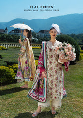 EPE-05A | 3PC Unstitched Suit Digital Printed Lawn Prints By Elaf Premium