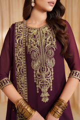 3-PC Unstitched Embroidered Net Chinon Chiffon By Iznik | CC-76