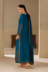 3Pc Suit – Embroidered Ramen Silk Unstitched with Pure Silk Dupatta By Iznik