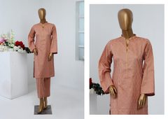 09 - 2PC Stitched basic lawn Gold print By Bin Saeed