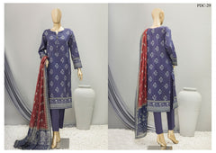 PDC-29 - 3PC Unstitched Digital Printed Doriya Collection By HZ Textiles