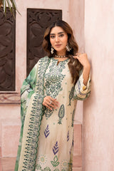 MT-492 | 3PC Unstitched Embroidered Printed Lawn Mehtab By Johra