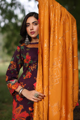 SPW4-01 | 3Pc Unstitched Suit Winter Printed Linen Signature Print By Charizma