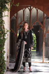 3-PC Unstitched Printed Khaddar Noor By Saadia Asad | Obsidian