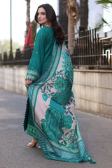 PS4-11 | Unstitched Suit Winter Embroidered Leather With Printed Wool Shawl Poshima By Charizma