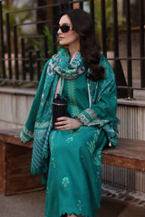 PS4-11 | Unstitched Suit Winter Embroidered Leather With Printed Wool Shawl Poshima By Charizma