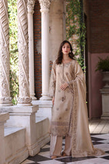 3-PC Unstitched Printed Khaddar Noor By Saadia Asad | Caramel Mist