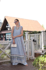 3-PC Unstitched Embroidered Lawn Noor By Saadi Asad | D2- Cerulean Blue