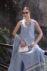 3-PC Unstitched Embroidered Lawn Noor By Saadi Asad | D2- Cerulean Blue