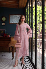 3-PC Unstitched Schiffli Embroidered Lawn Noor By saadia Asad | D3- Blush Pink